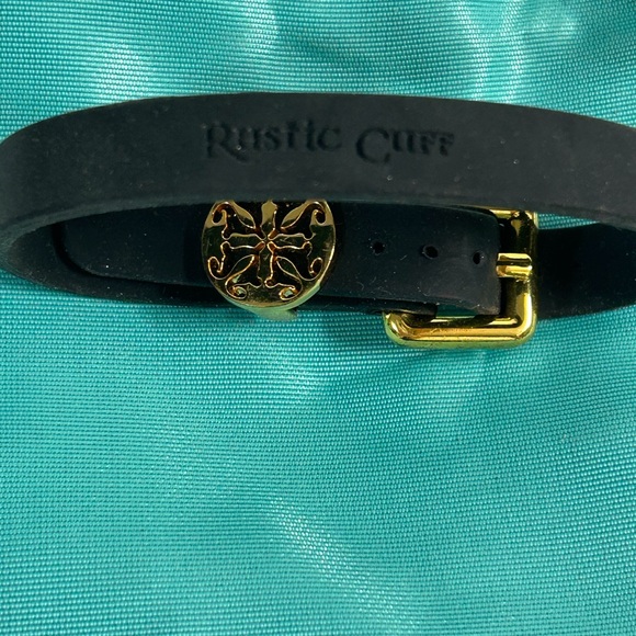 Rustic Cuff Silicone Elastic Buckle Black Bracelet - Picture 3 of 5